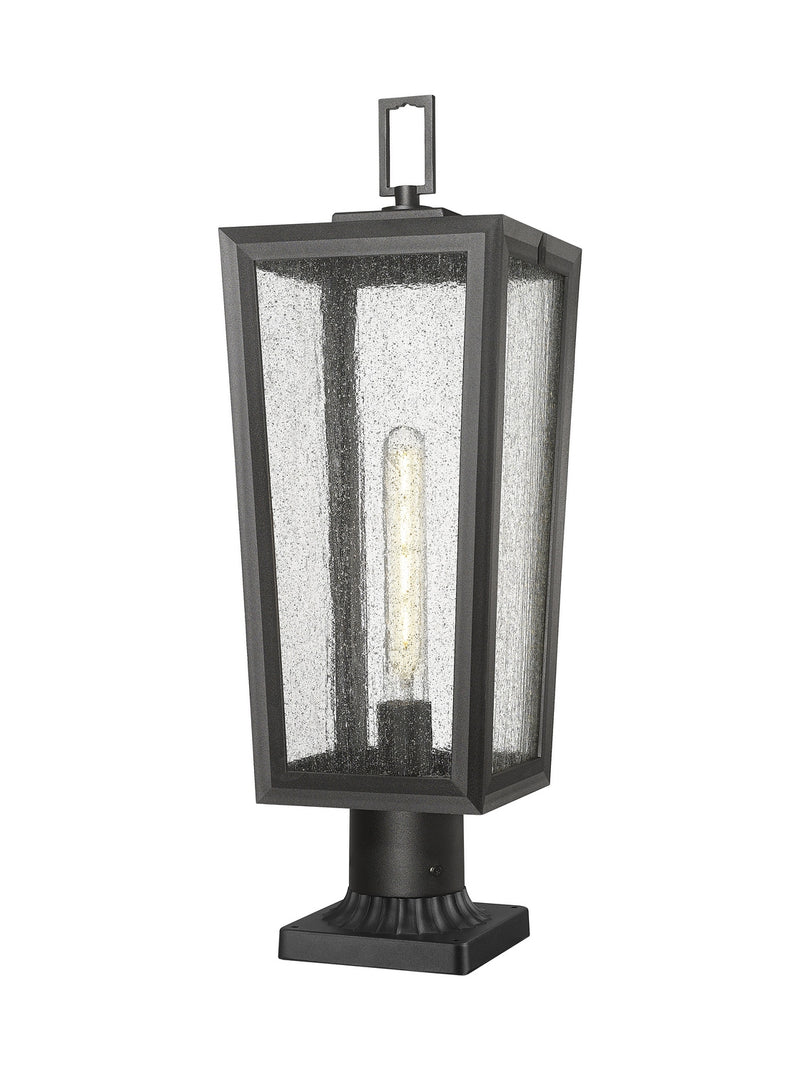 Innovations 9952-1PLT-BK-23-SDY One Light Outdoor Post Lantern, Matte Black