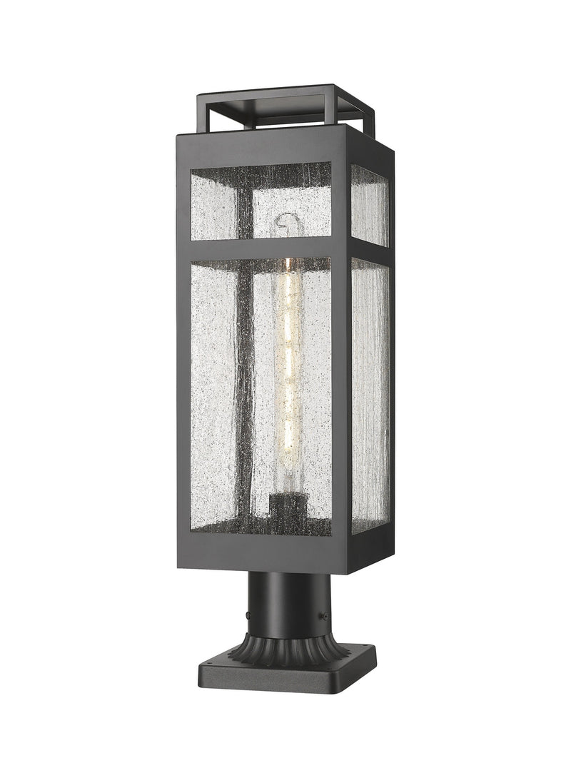 Innovations 9953-1PLT-BK-20-SDY One Light Outdoor Post Lantern, Matte Black