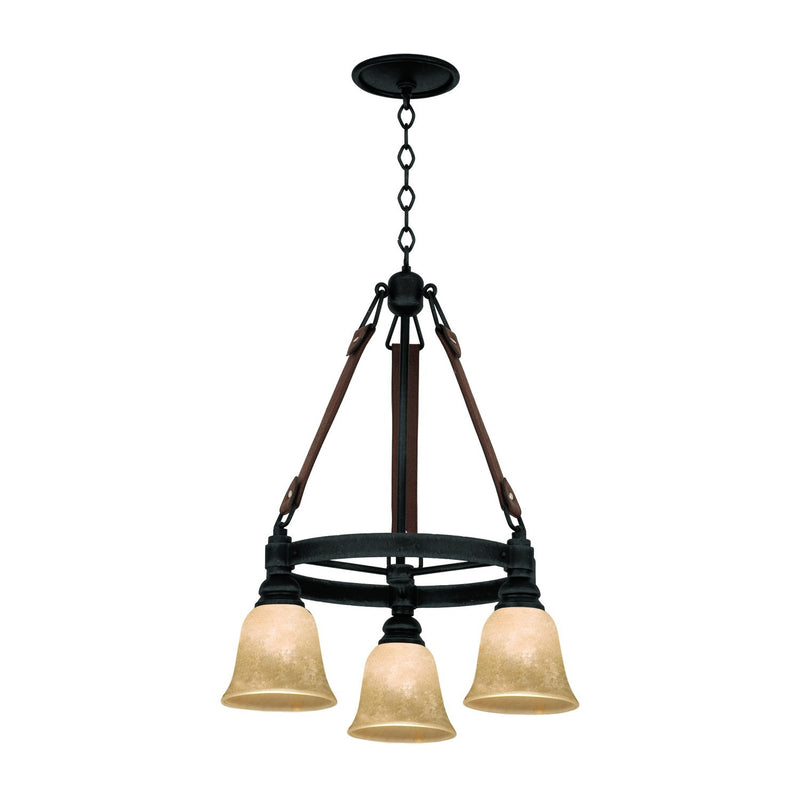 Kalco 4633B/ECRU Three Light Chandelier, Black