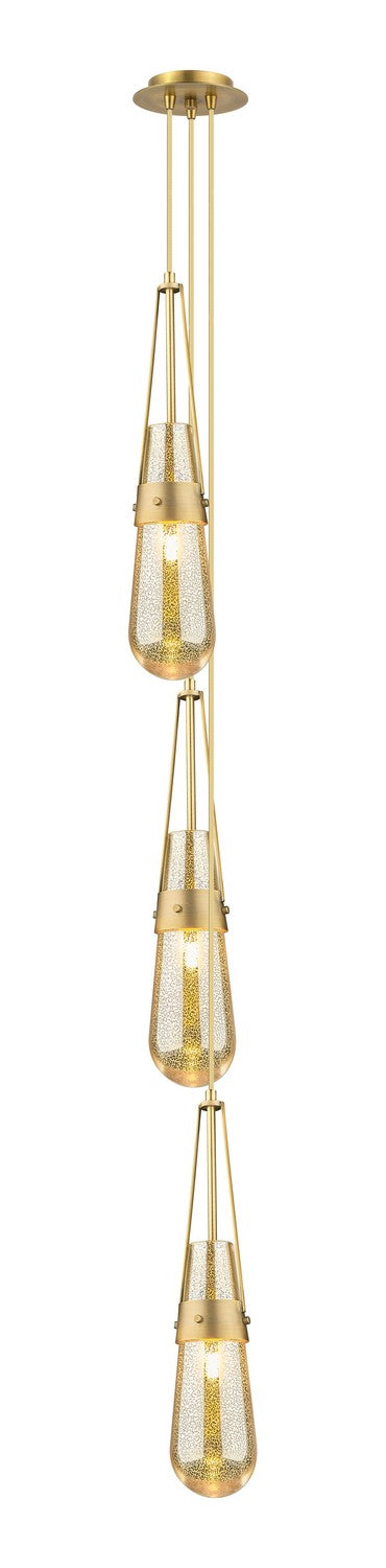 Innovations 103-452-1P-BB-G452-4ME Three Light Pendant, Brushed Brass