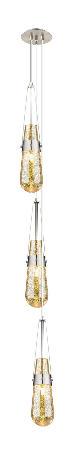 Innovations 103-452-1P-SN-G452-4ME Three Light Pendant, Brushed Satin Nickel