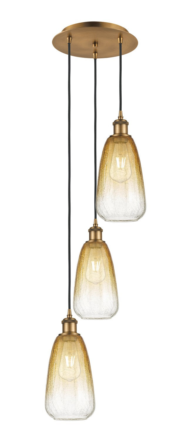 Innovations 113B-3P-BB-G480-6AM Three Light Pendant, Brushed Brass