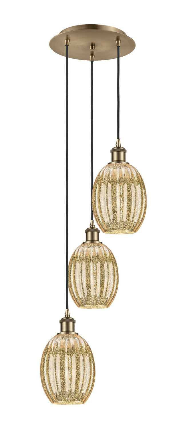 Innovations 113B-3P-AB-G459-6ME Three Light Pendant, Antique Brass