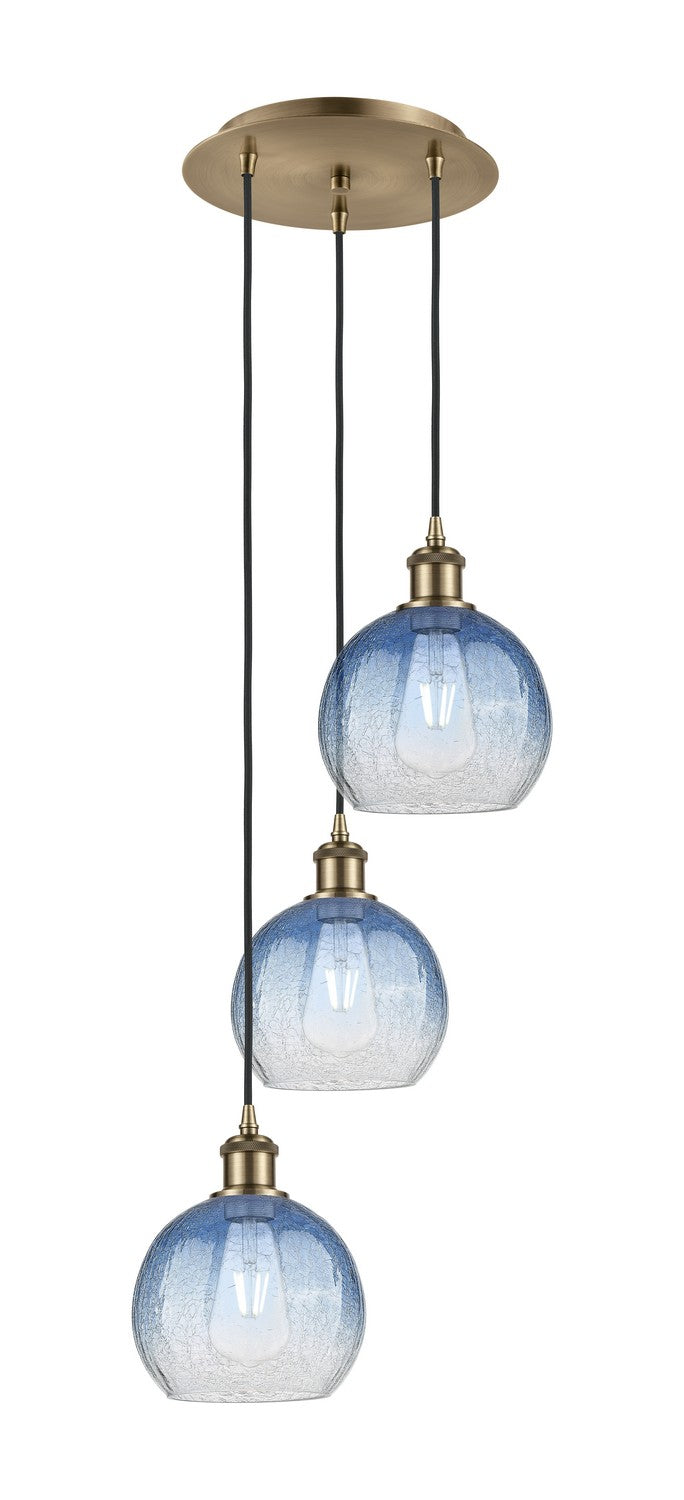 Innovations 113B-3P-AB-G483-8SB Three Light Pendant, Antique Brass
