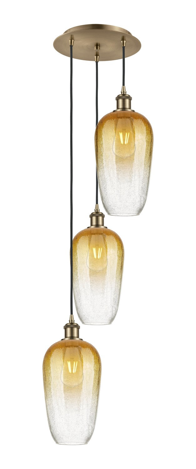 Innovations 113B-3P-AB-G484-7AM Three Light Pendant, Antique Brass