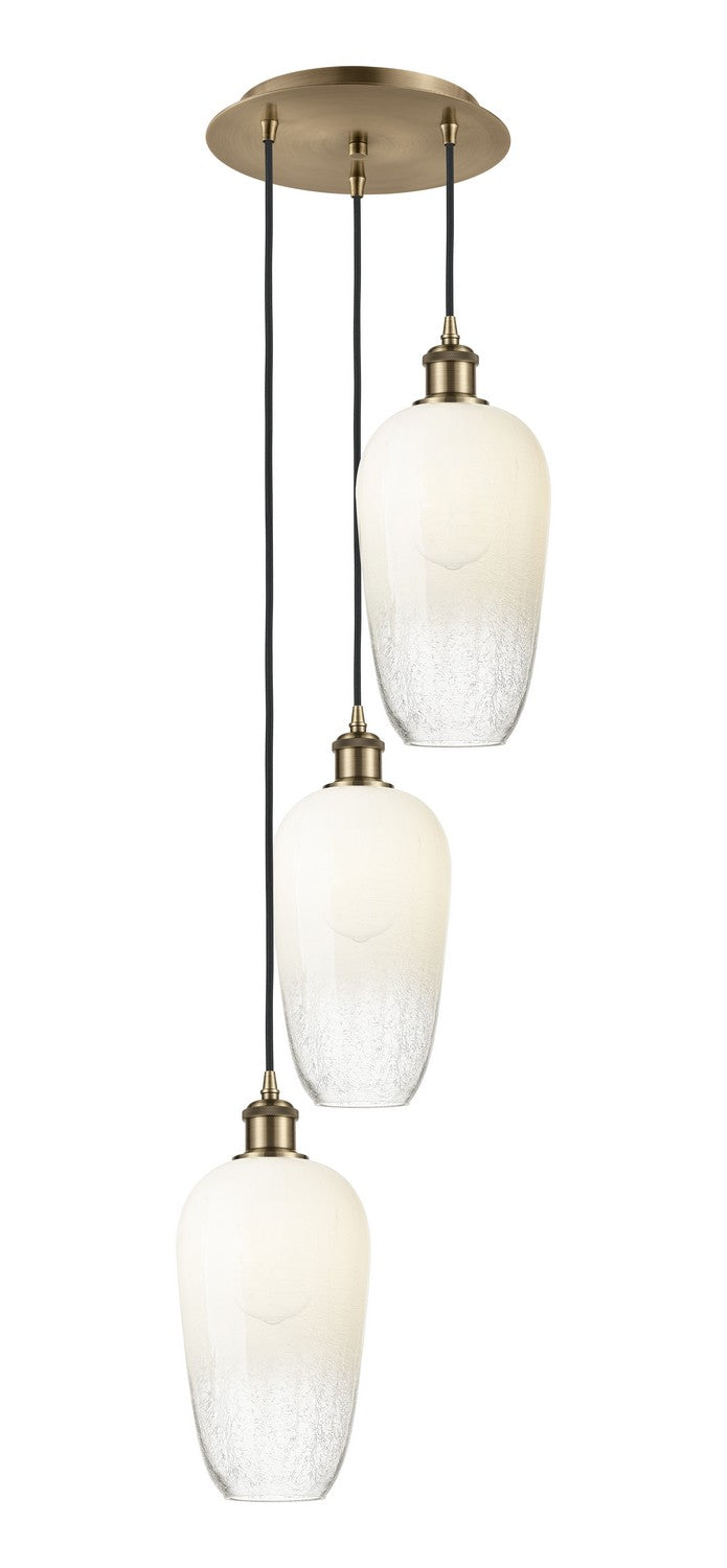 Innovations 113B-3P-AB-G484-7OP Three Light Pendant, Antique Brass