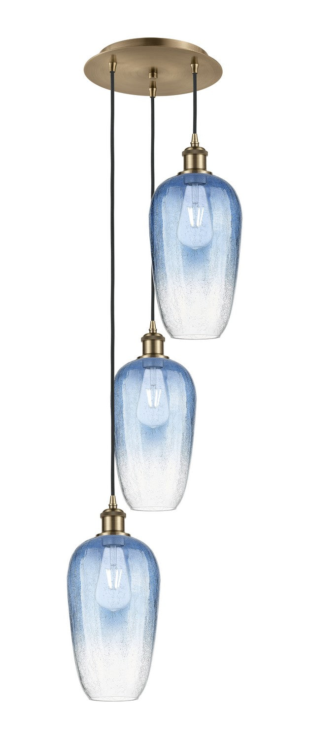Innovations 113B-3P-AB-G484-7SB Three Light Pendant, Antique Brass