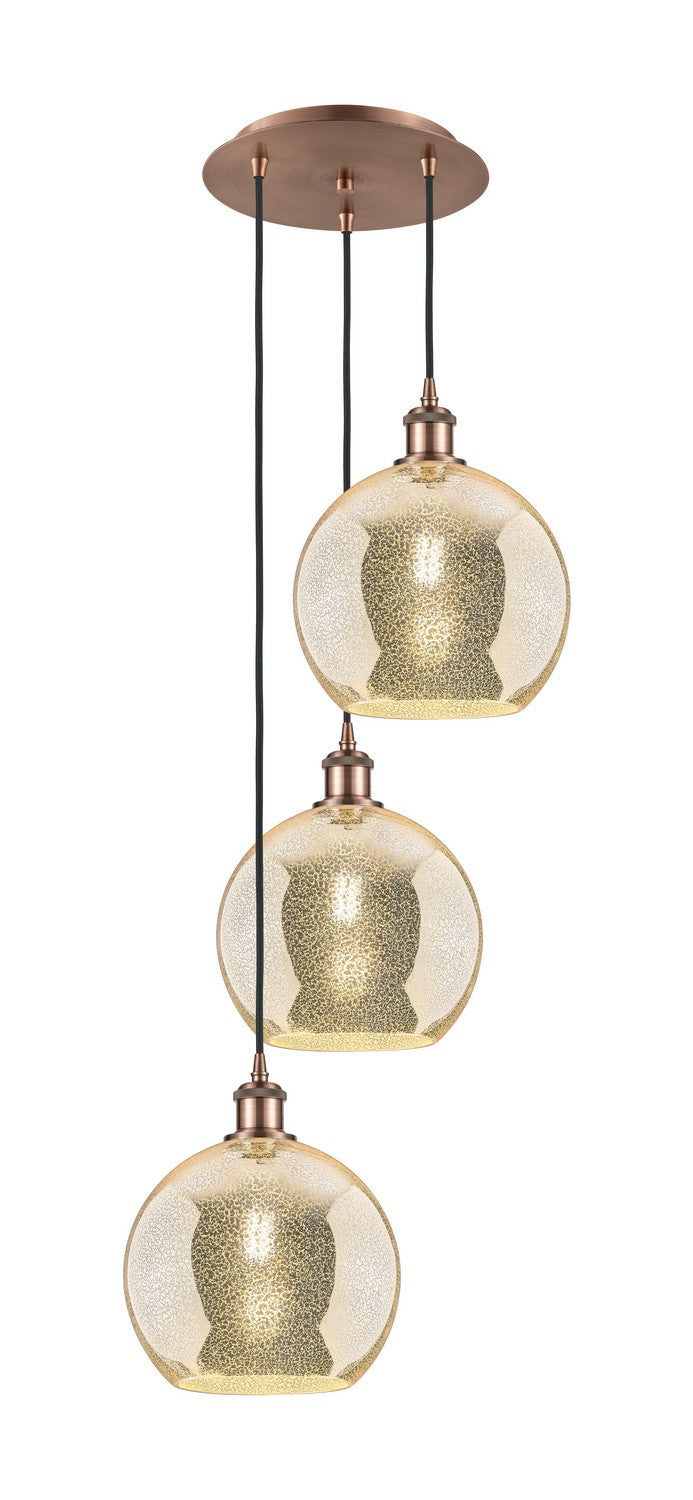 Innovations 113B-3P-AC-G128-10 Three Light Pendant, Antique Copper