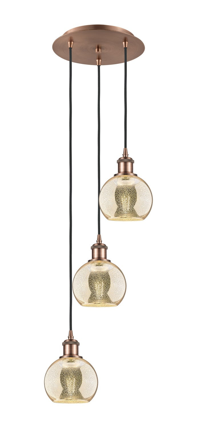 Innovations 113B-3P-AC-G128-6 Three Light Pendant, Antique Copper