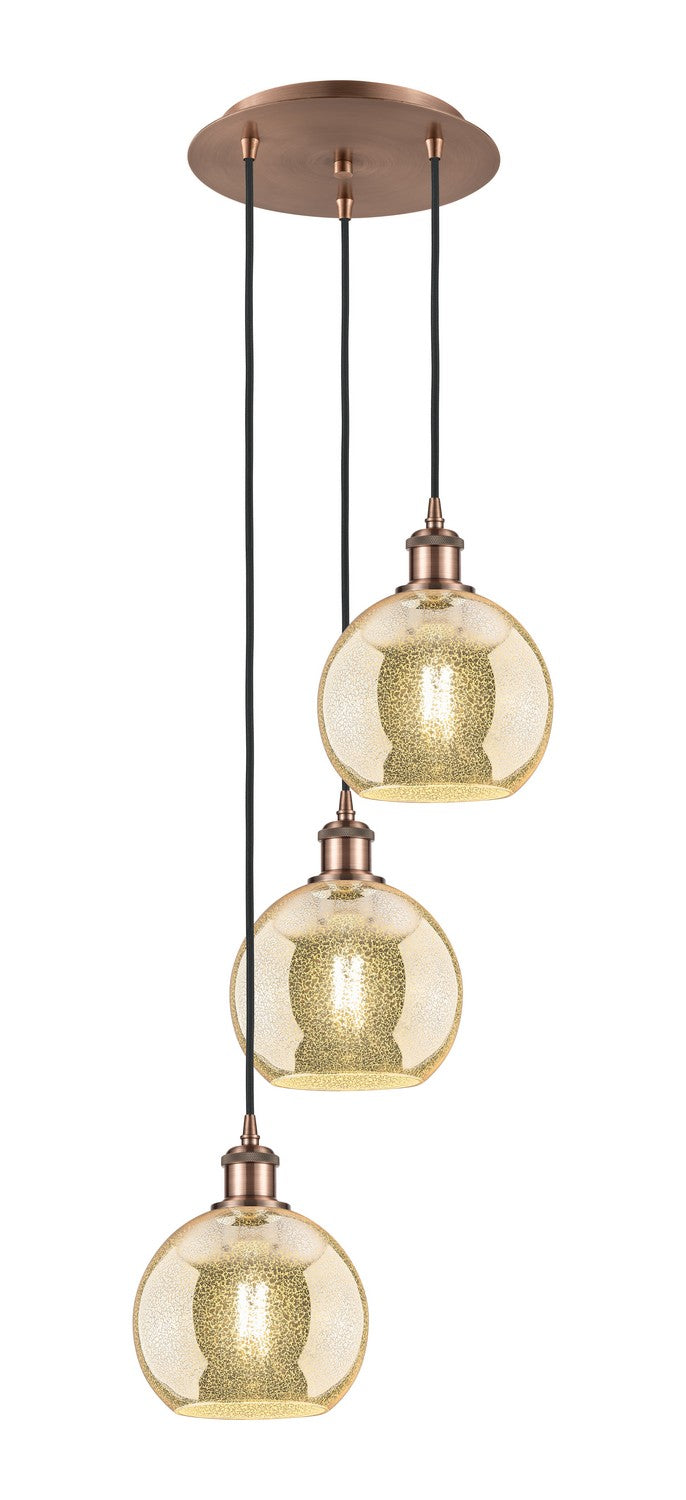 Innovations 113B-3P-AC-G128-8 Three Light Pendant, Antique Copper