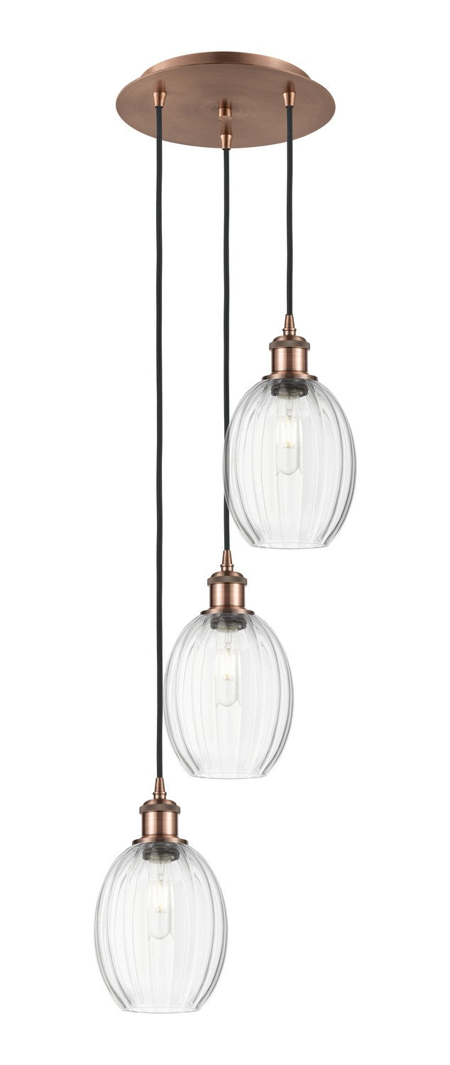Innovations 113B-3P-AC-G459-6CL Three Light Pendant, Antique Copper
