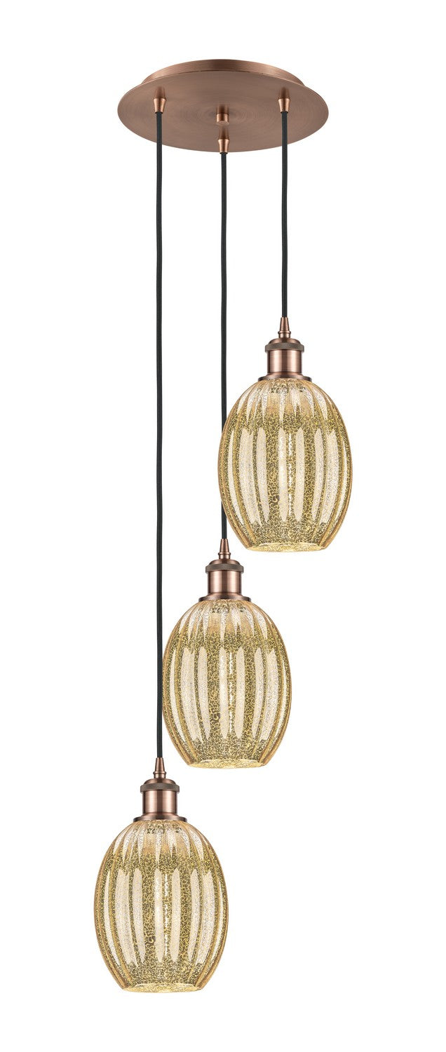Innovations 113B-3P-AC-G459-6ME Three Light Pendant, Antique Copper