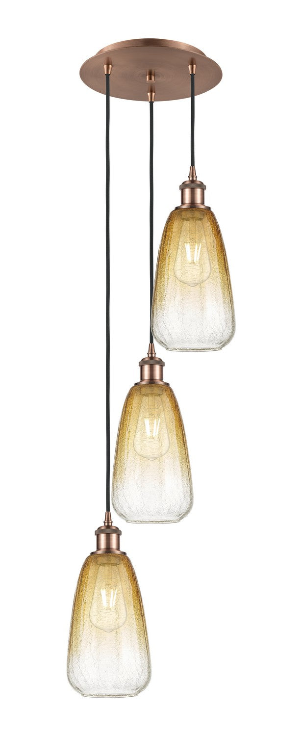 Innovations 113B-3P-AC-G480-6AM Three Light Pendant, Antique Copper