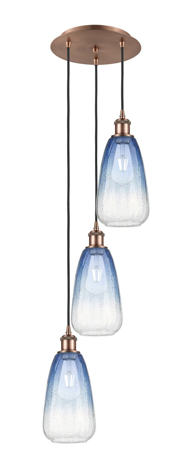 Innovations 113B-3P-AC-G480-6SB Three Light Pendant, Antique Copper