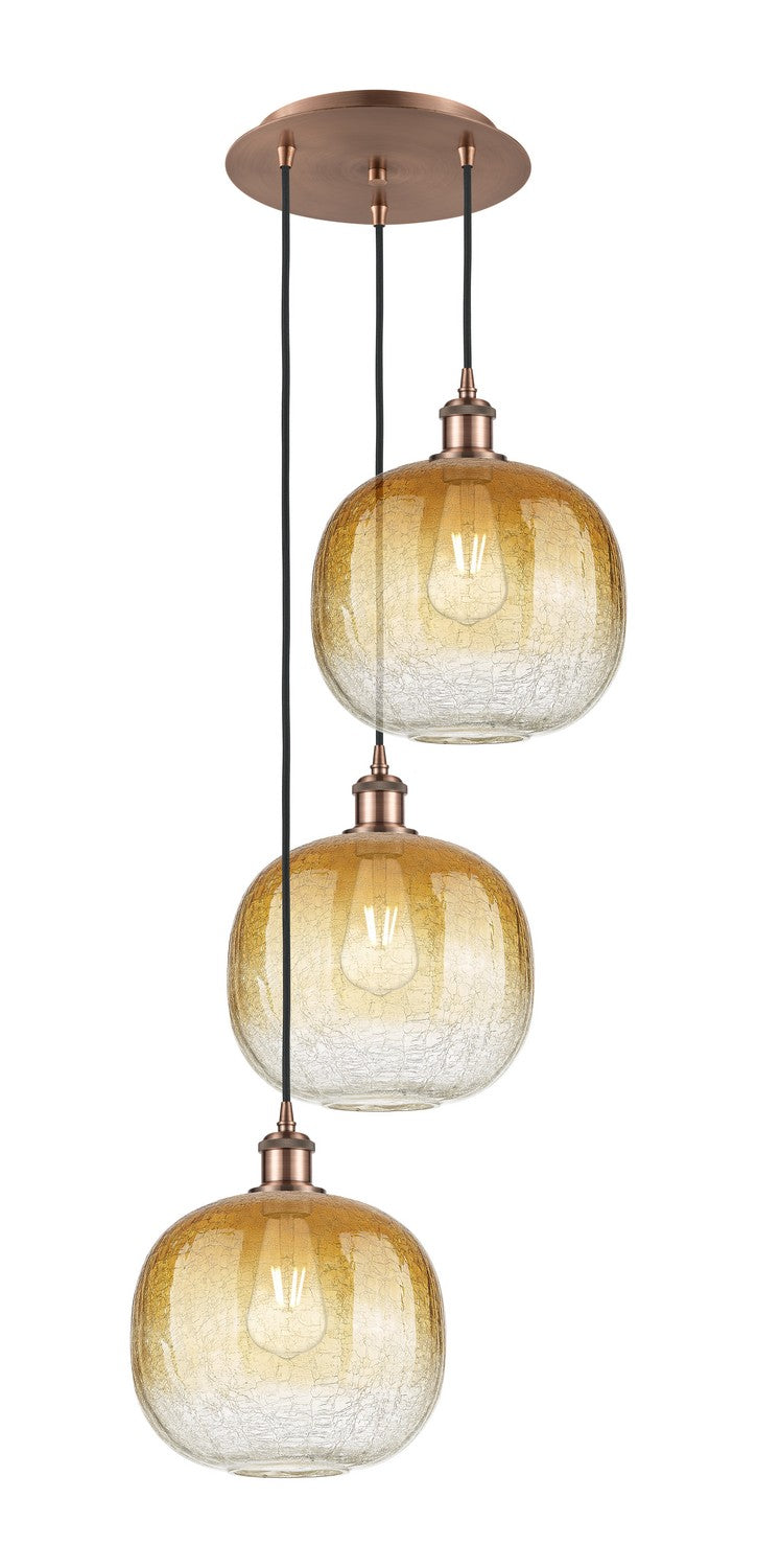 Innovations 113B-3P-AC-G481-10AM Three Light Pendant, Antique Copper
