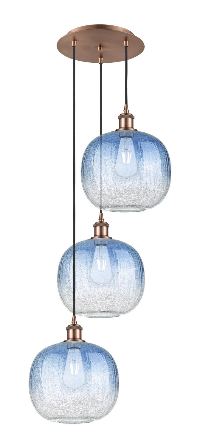 Innovations 113B-3P-AC-G481-10SB Three Light Pendant, Antique Copper