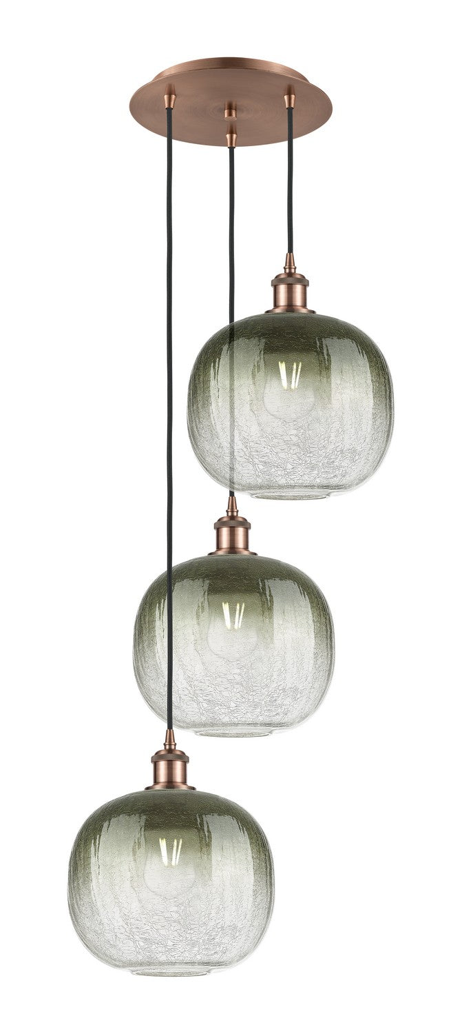 Innovations 113B-3P-AC-G481-10SL Three Light Pendant, Antique Copper