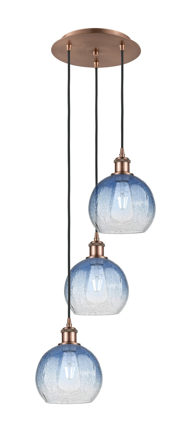 Innovations 113B-3P-AC-G483-8SB Three Light Pendant, Antique Copper