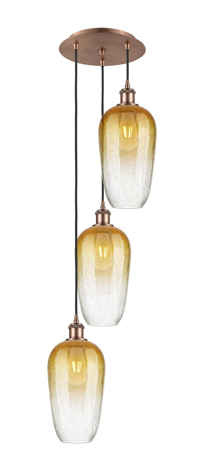 Innovations 113B-3P-AC-G484-7AM Three Light Pendant, Antique Copper