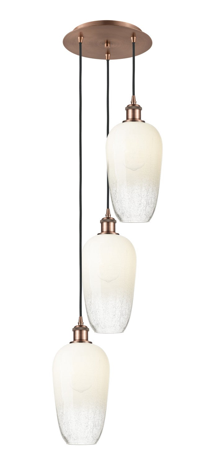 Innovations 113B-3P-AC-G484-7OP Three Light Pendant, Antique Copper