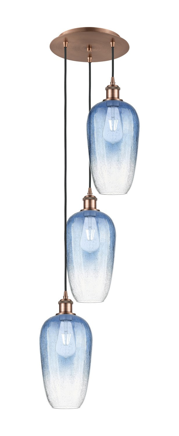 Innovations 113B-3P-AC-G484-7SB Three Light Pendant, Antique Copper