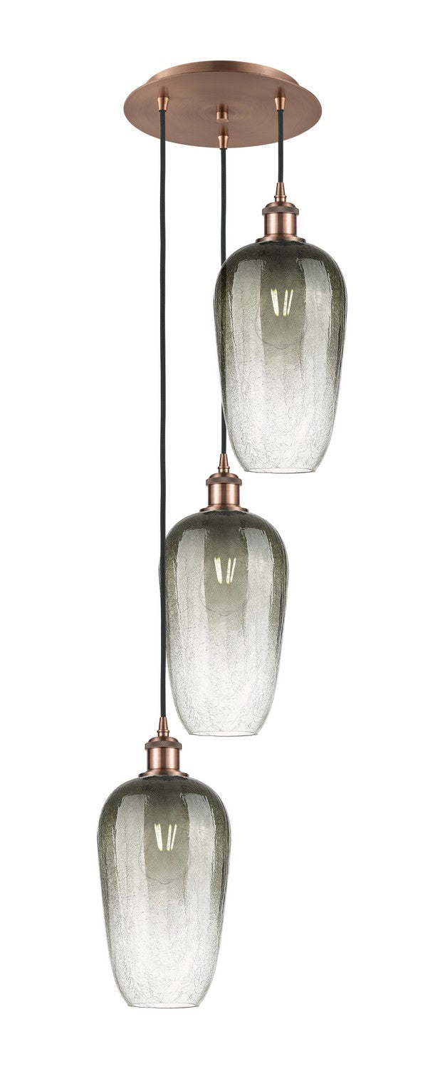 Innovations 113B-3P-AC-G484-7SL Three Light Pendant, Antique Copper