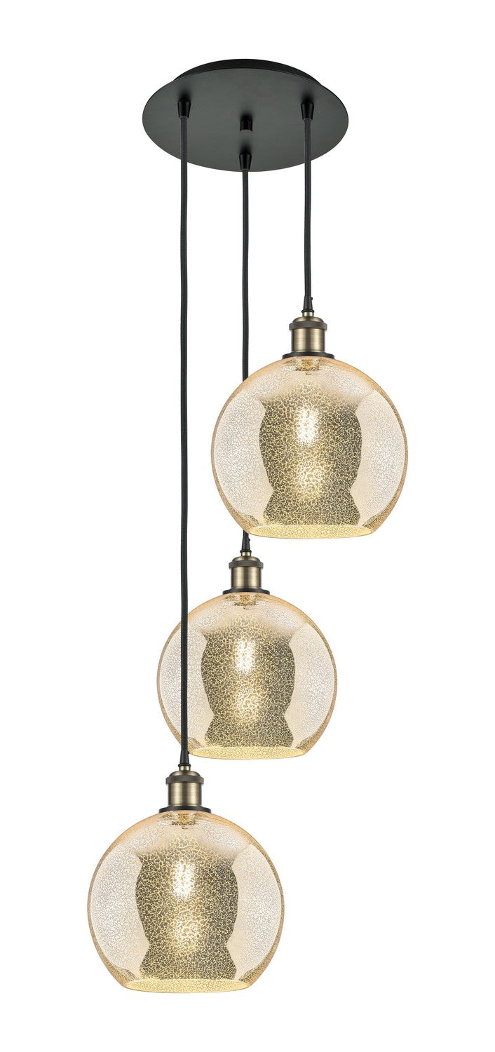Innovations 113B-3P-BAB-G128-10 Three Light Pendant, Black Antique Brass