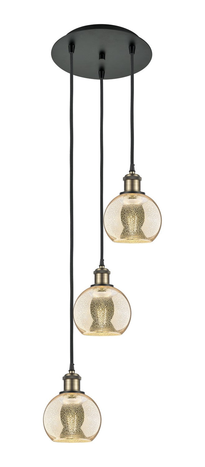 Innovations 113B-3P-BAB-G128-6 Three Light Pendant, Black Antique Brass