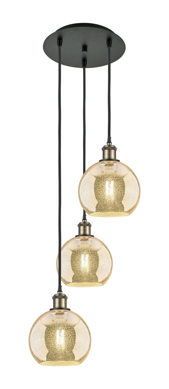 Innovations 113B-3P-BAB-G128-8 Three Light Pendant, Black Antique Brass