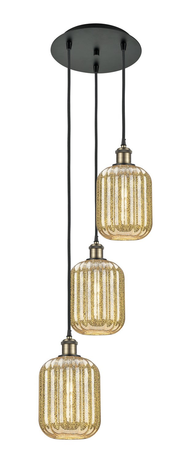 Innovations 113B-3P-BAB-G460-7ME Three Light Pendant, Black Antique Brass