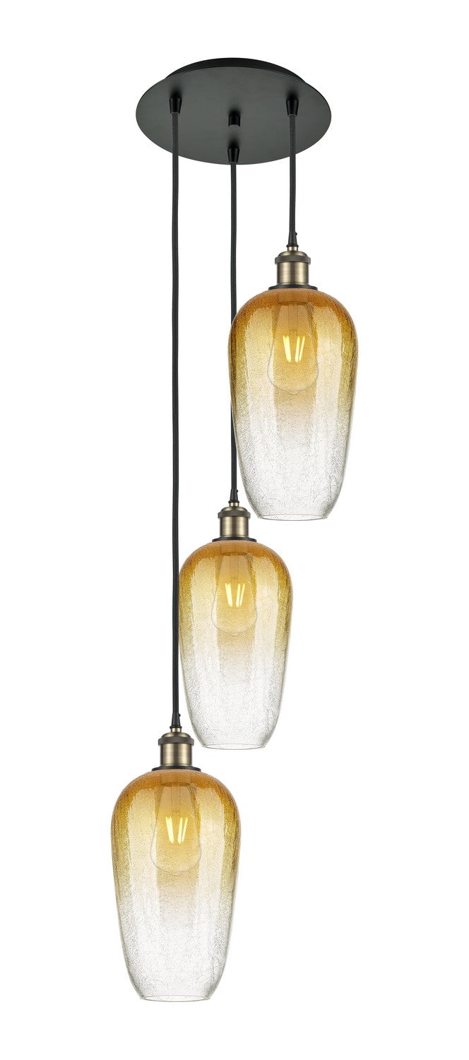 Innovations 113B-3P-BAB-G484-7AM Three Light Pendant, Black Antique Brass