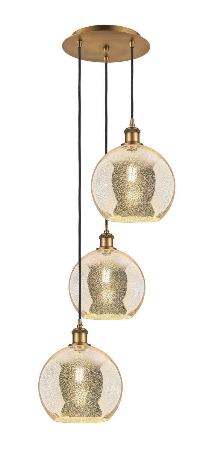 Innovations 113B-3P-BB-G128-10 Three Light Pendant, Brushed Brass