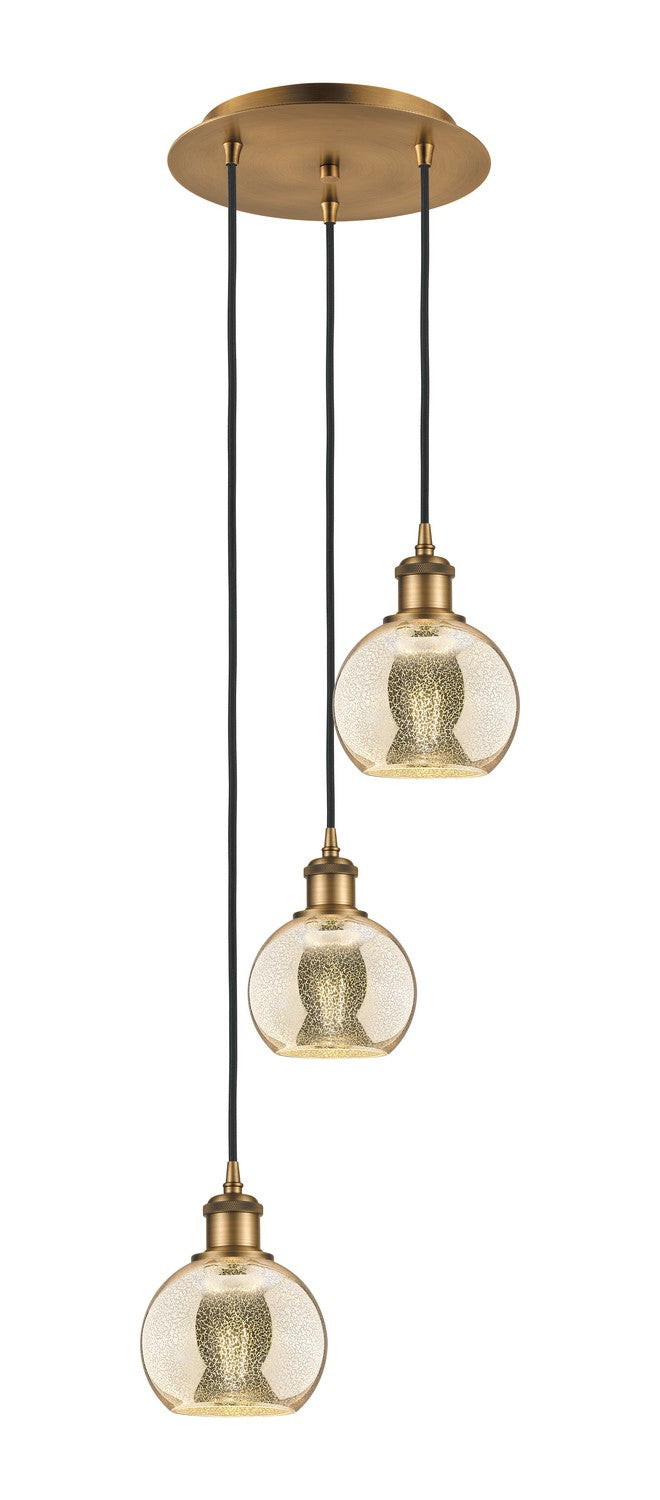 Innovations 113B-3P-BB-G128-6 Three Light Pendant, Brushed Brass
