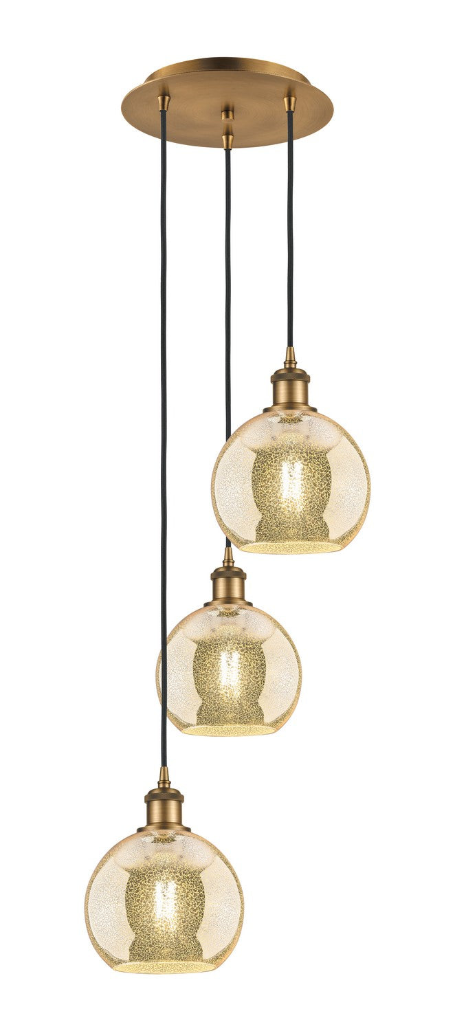 Innovations 113B-3P-BB-G128-8 Three Light Pendant, Brushed Brass
