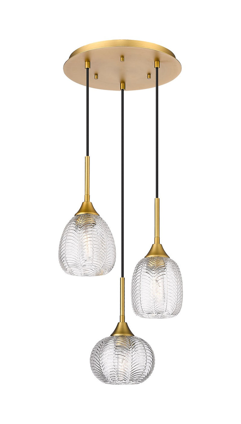 Innovations 113B-3P-BB-G323-MU Three Light Pendant, Brushed Brass