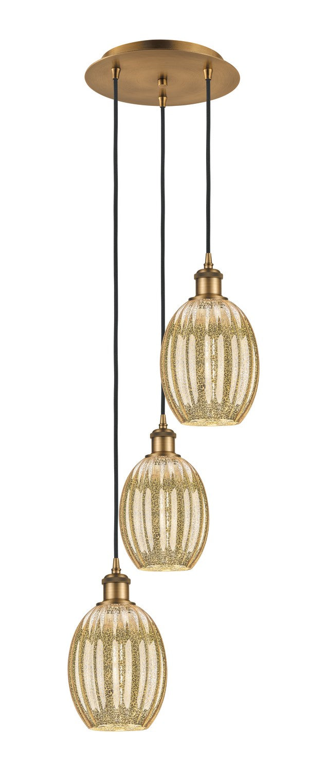 Innovations 113B-3P-BB-G459-6ME Three Light Pendant, Brushed Brass