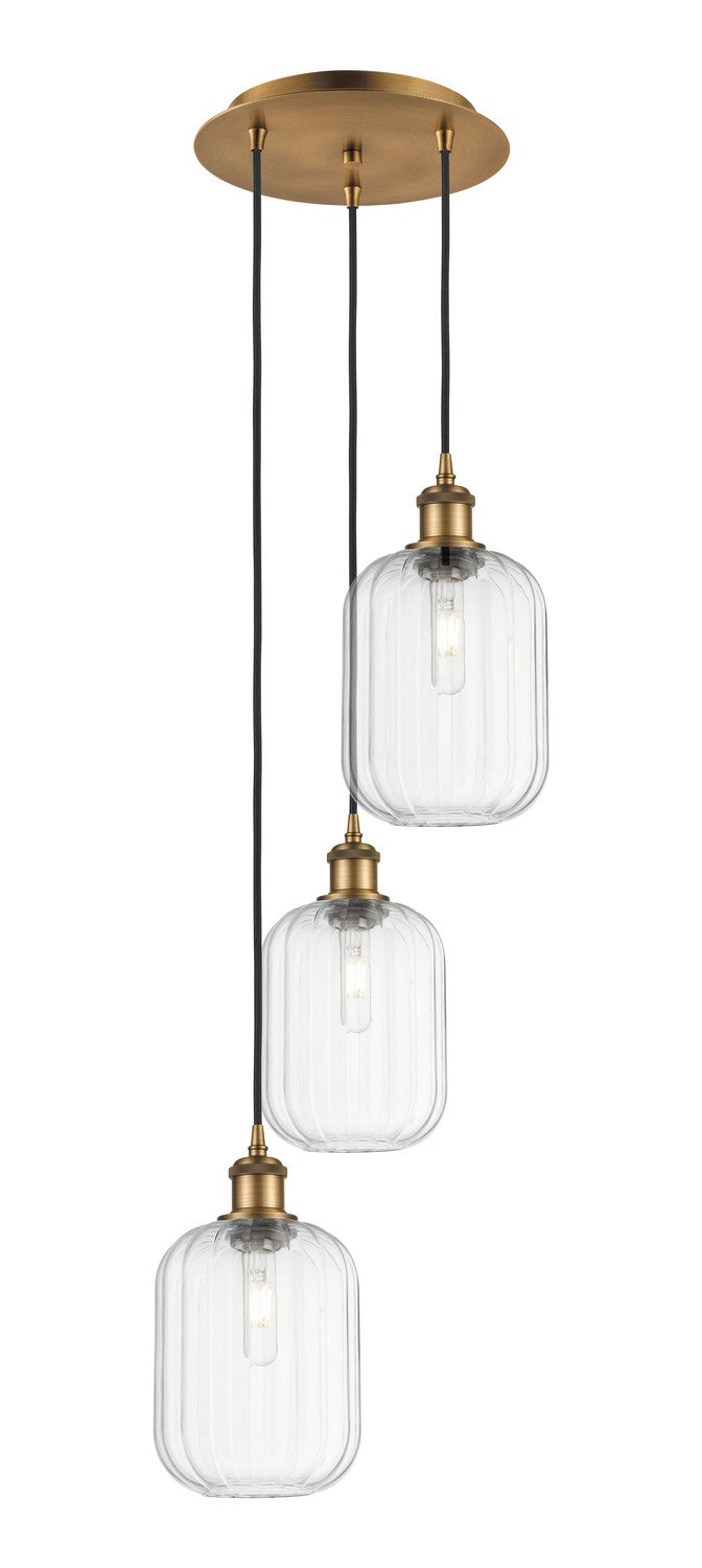 Innovations 113B-3P-BB-G460-7CL Three Light Pendant, Brushed Brass