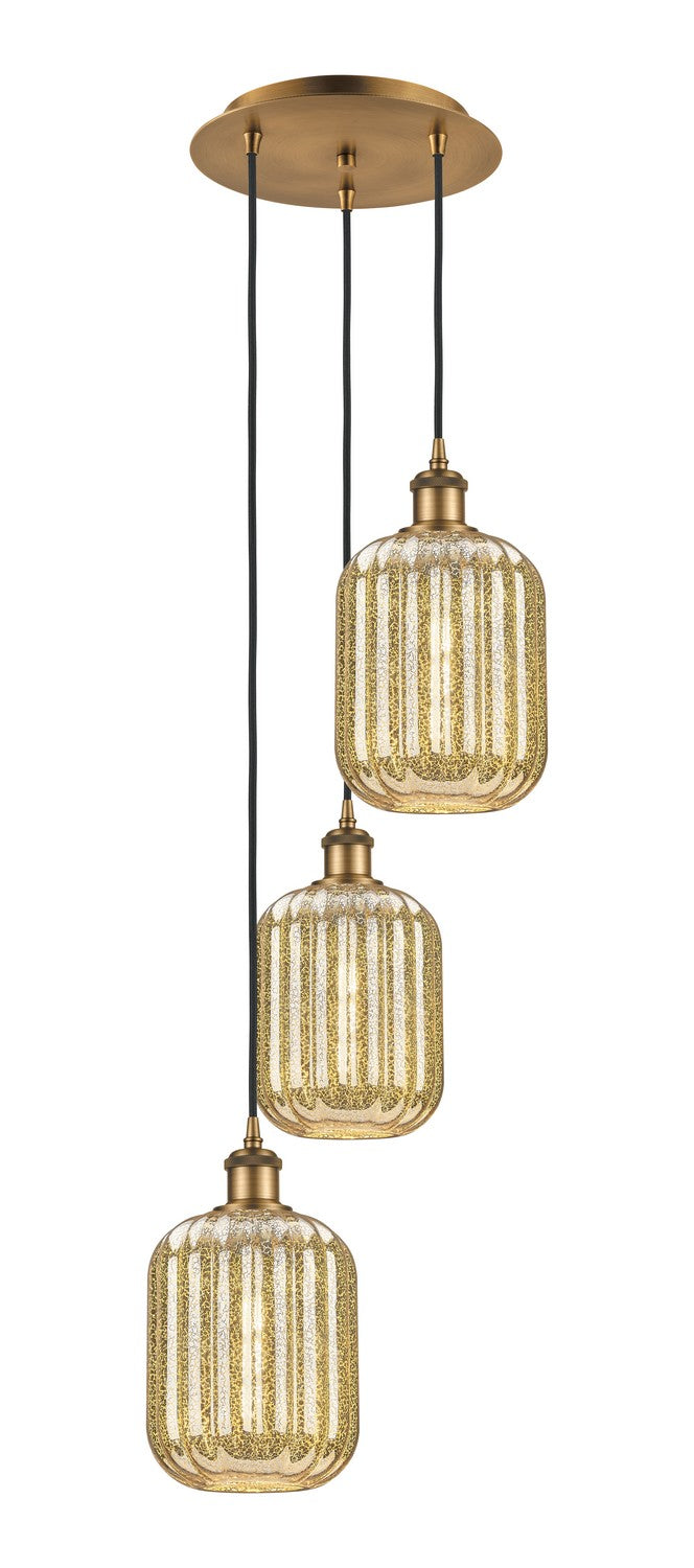 Innovations 113B-3P-BB-G460-7ME Three Light Pendant, Brushed Brass
