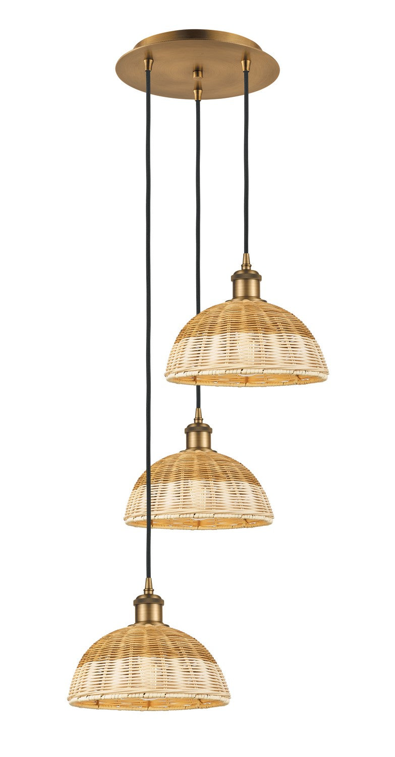 Innovations 113B-3P-BB-NBD2-9-NAT Three Light Pendant, Brushed Brass