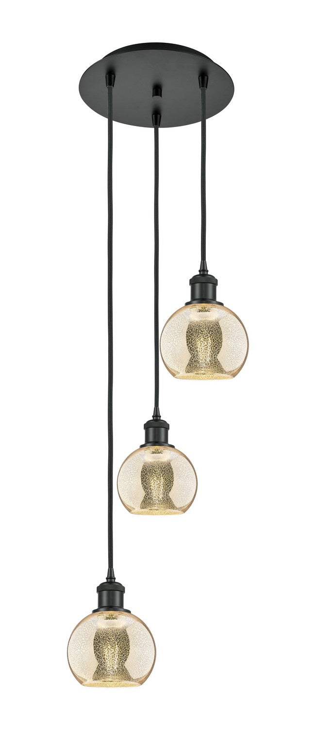Innovations 113B-3P-BK-G128-6 Three Light Pendant, Matte Black