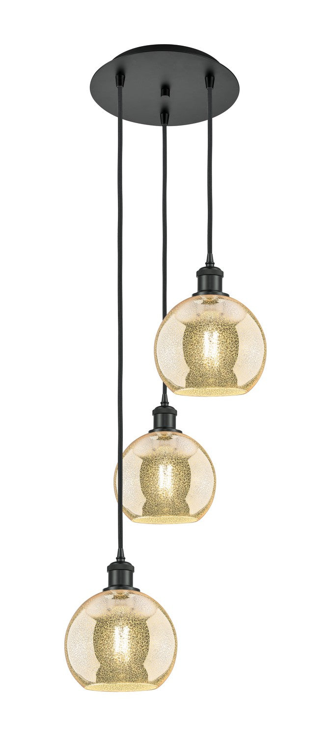 Innovations 113B-3P-BK-G128-8 Three Light Pendant, Matte Black