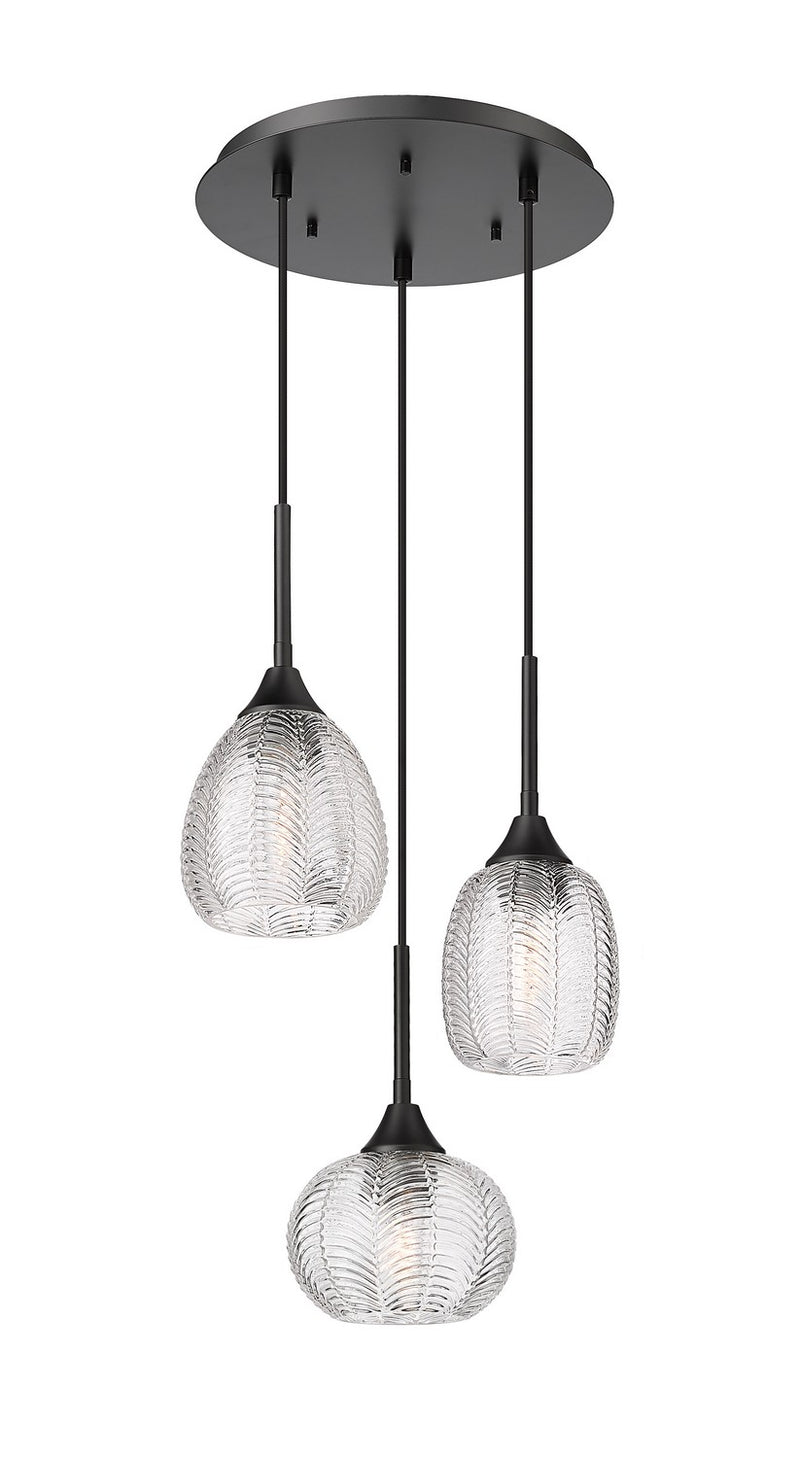 Innovations 113B-3P-BK-G323-MU Three Light Pendant, Matte Black