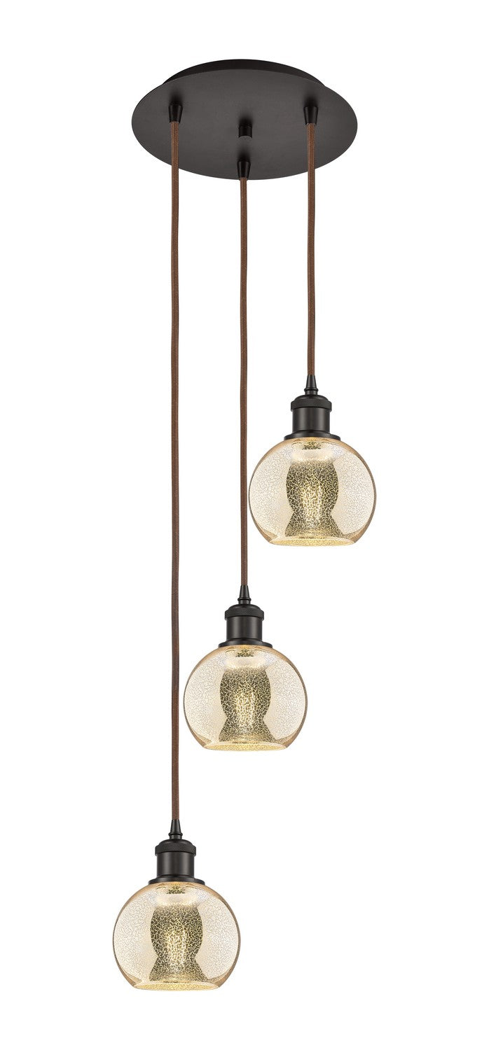 Innovations 113B-3P-OB-G128-6 Three Light Pendant, Oil Rubbed Bronze