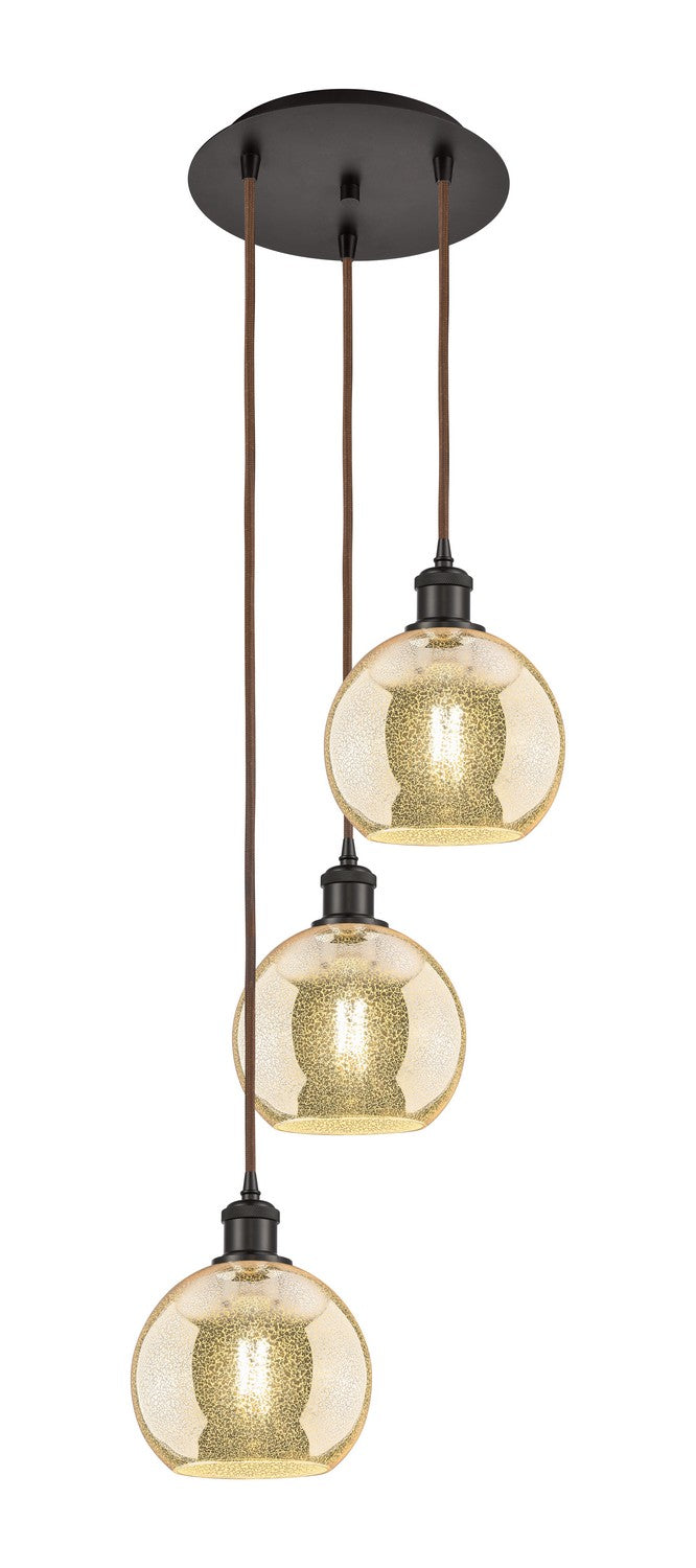 Innovations 113B-3P-OB-G128-8 Three Light Pendant, Oil Rubbed Bronze