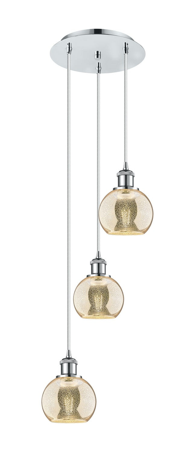 Innovations 113B-3P-PC-G128-6 Three Light Pendant, Polished Chrome