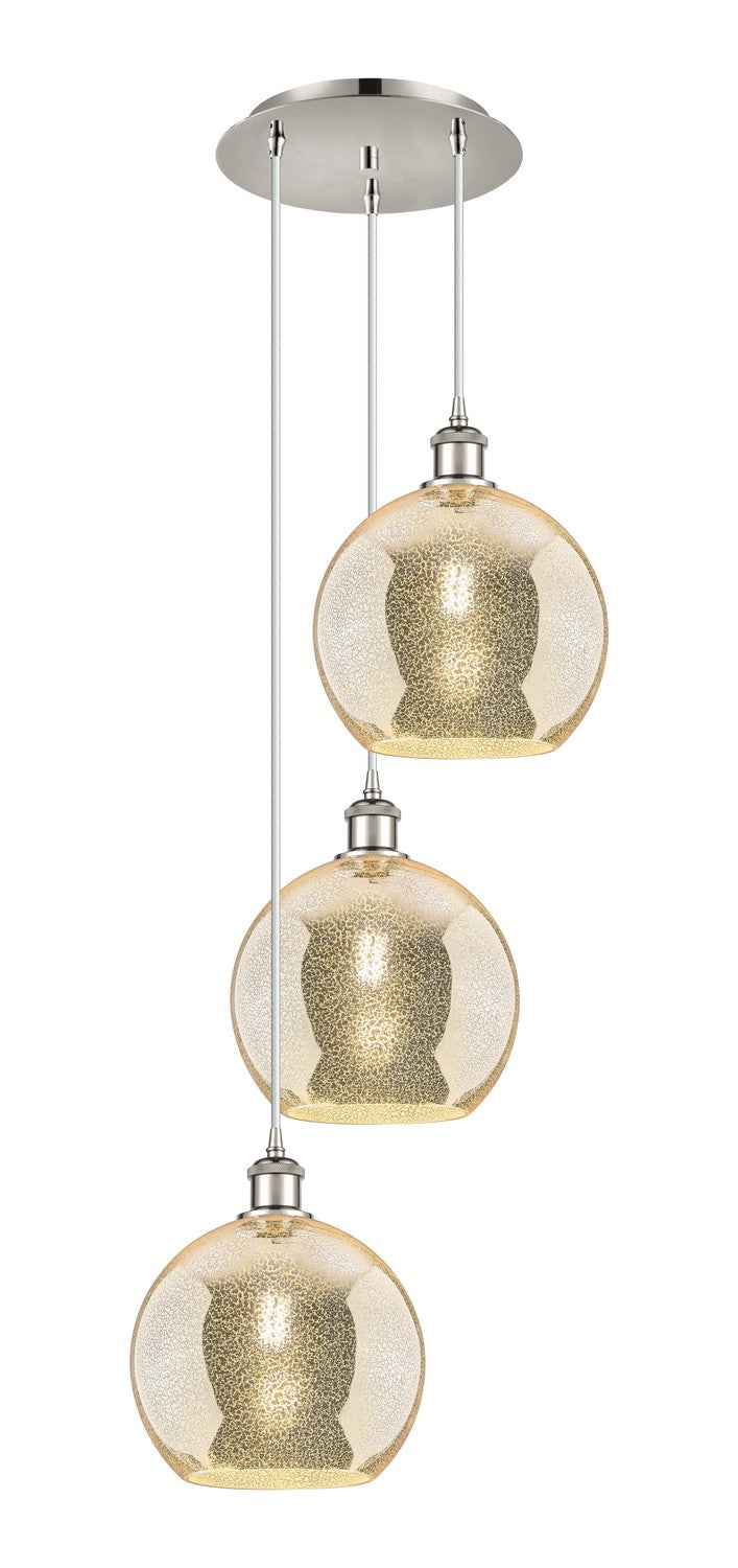 Innovations 113B-3P-PN-G128-10 Three Light Pendant, Polished Nickel