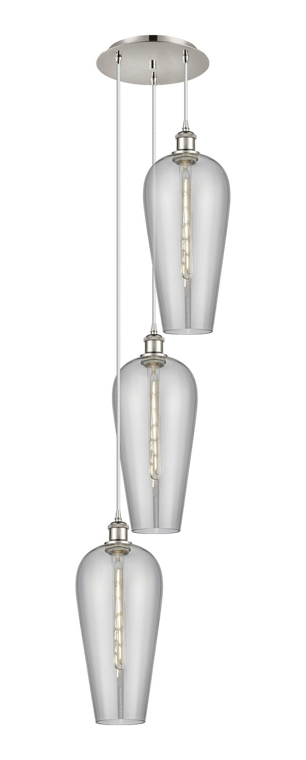Innovations 113B-3P-PN-G456-8SM Three Light Pendant, Polished Nickel