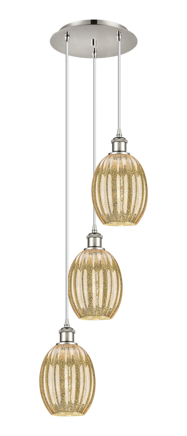 Innovations 113B-3P-PN-G459-6ME Three Light Pendant, Polished Nickel