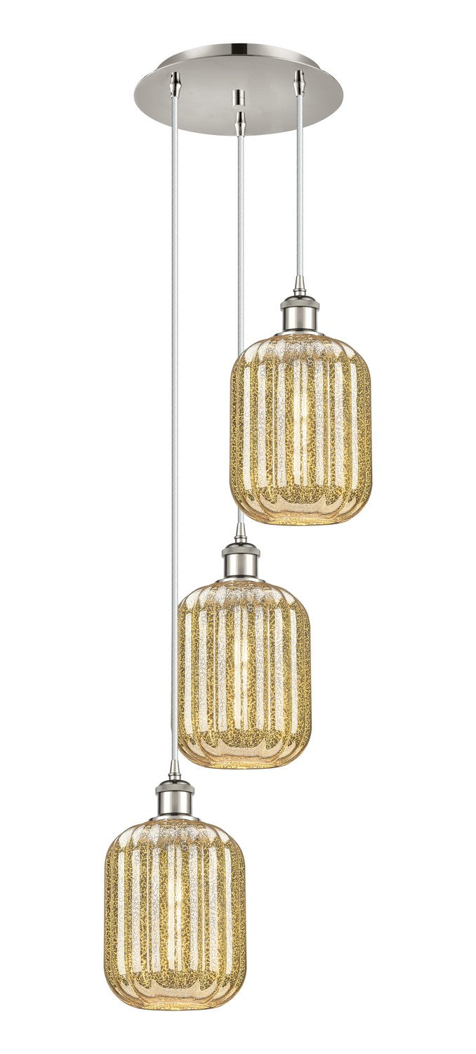 Innovations 113B-3P-PN-G460-7ME Three Light Pendant, Polished Nickel