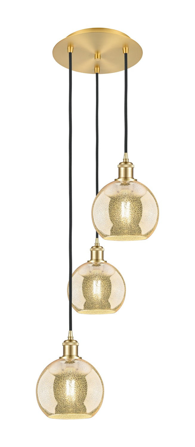 Innovations 113B-3P-SG-G128-8 Three Light Pendant, Satin Gold